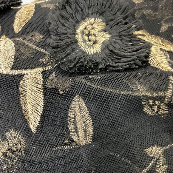 Altar'd State Arabella 3D embroidered Floral Maxi Dress Small BLACK/Gold EUC - Picture 12 of 12